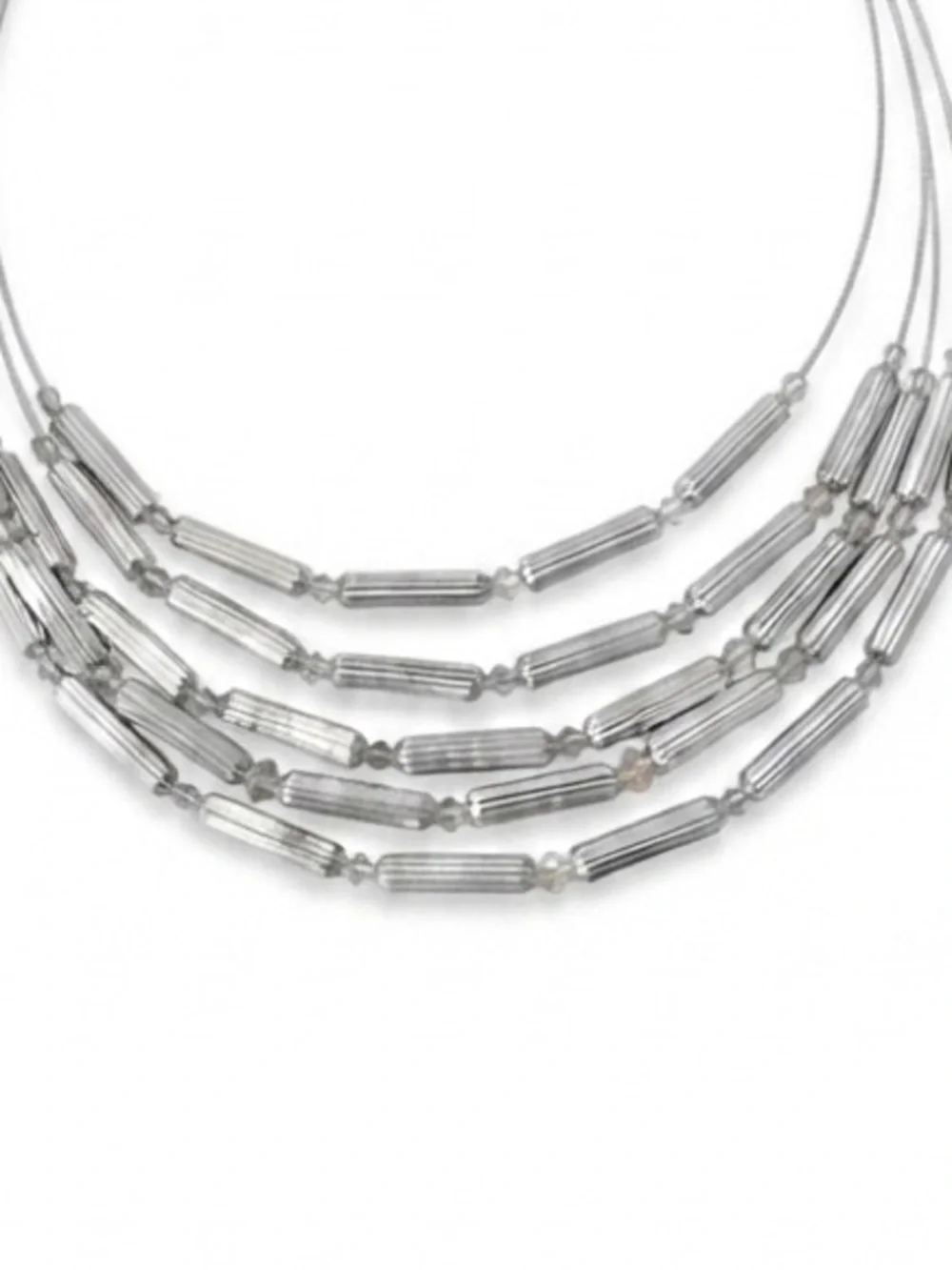 Napier Silver-Tone Layered Tube Bead Necklace
